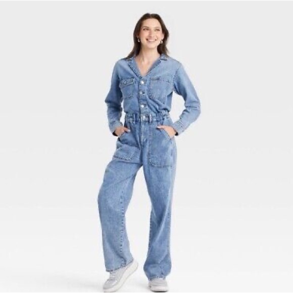 Universal Thread Denim - Women's Blue Denim Jumpsuit
